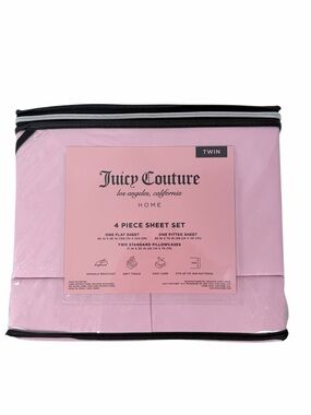 Juicy Couture Twin Pink Sheet Set 4 Piece Bedding Set Soft Dorm Bedding